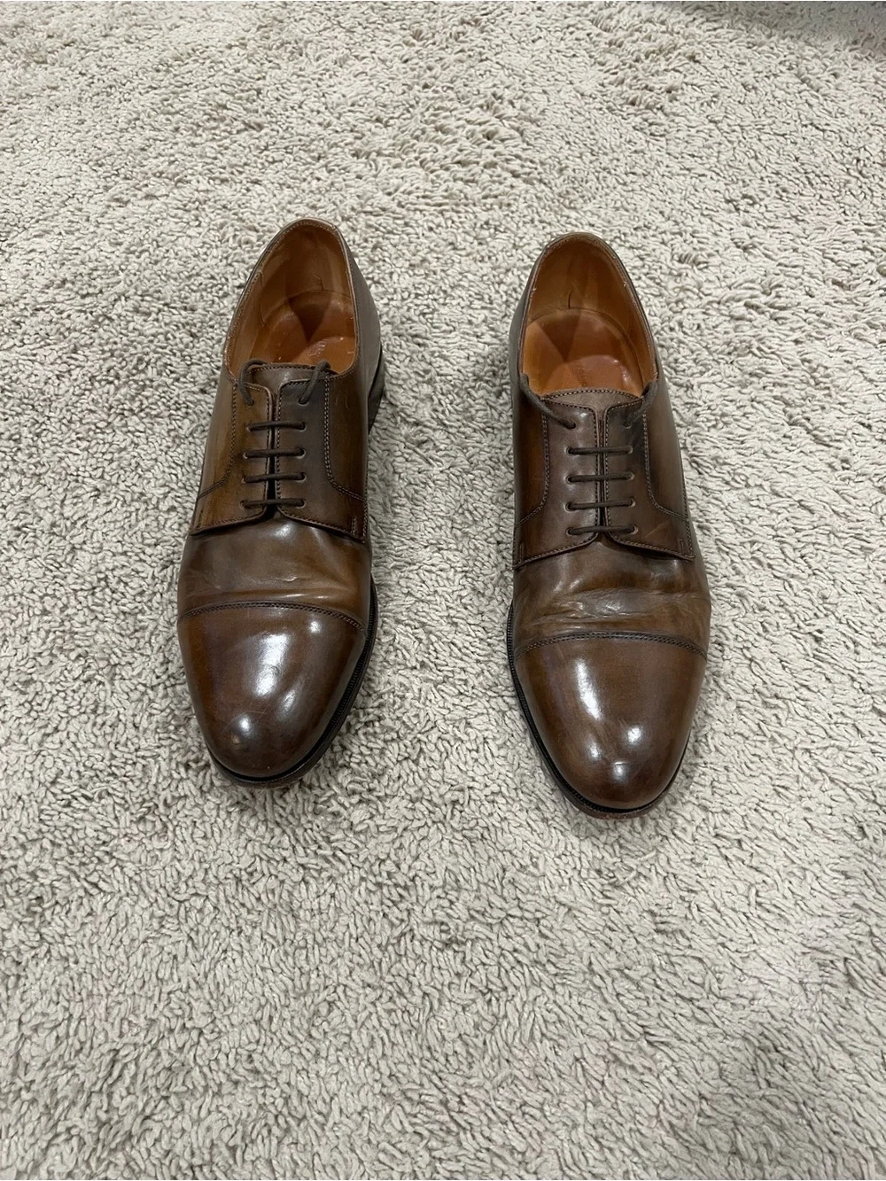 Suitsupply Brown Leather Cap-Toe Derbys size 9
